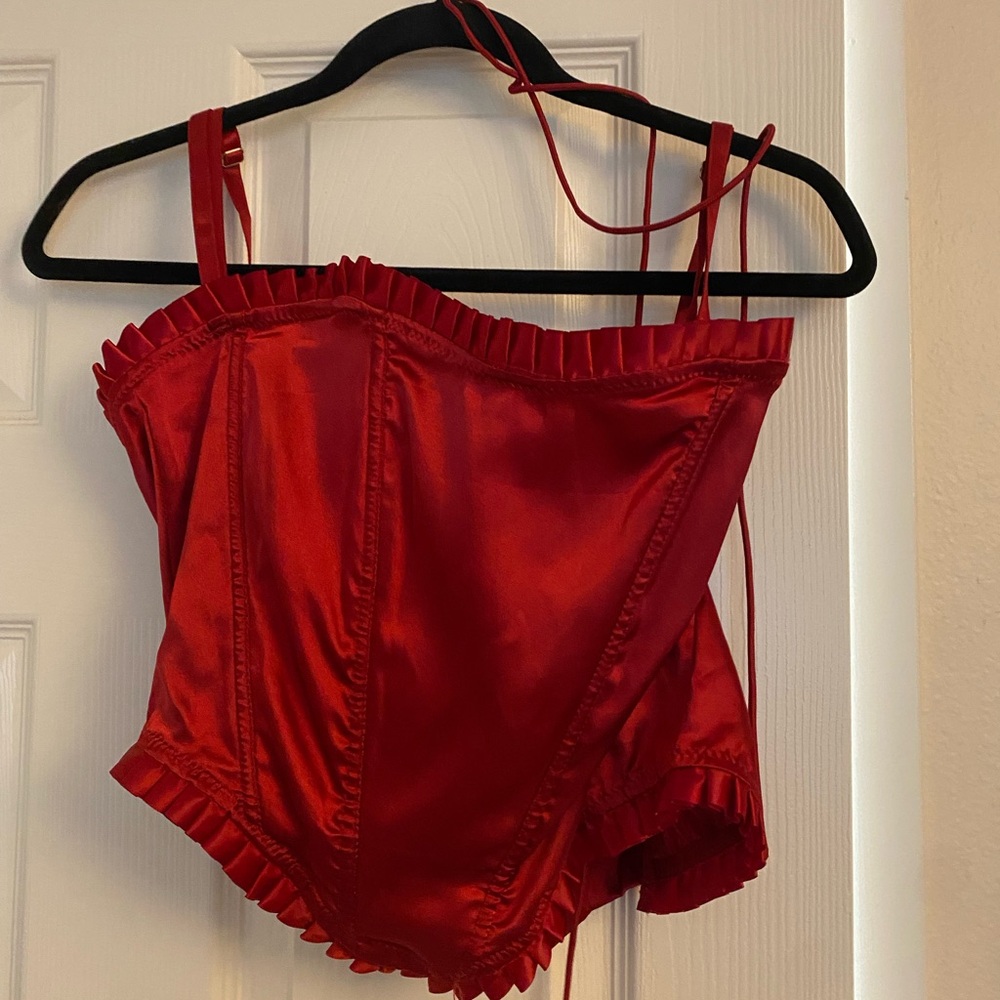 Red Satin Corset Top